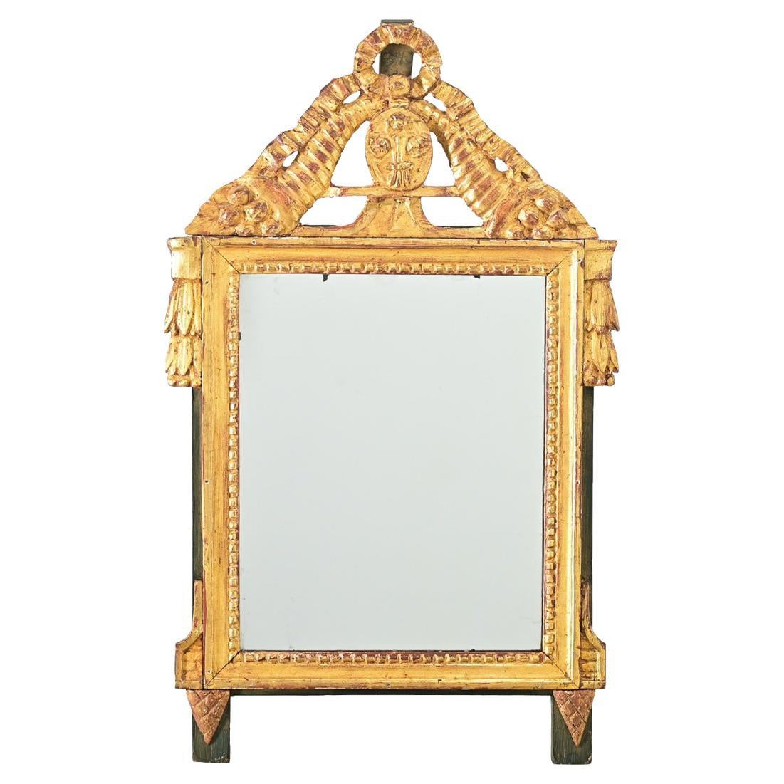 French 18th Century Louis XVI Gilt & Painted Mirror