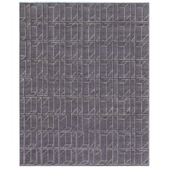 Alfombra geométrica moderna de seda y lana hecha a mano por Doris Leslie Blau