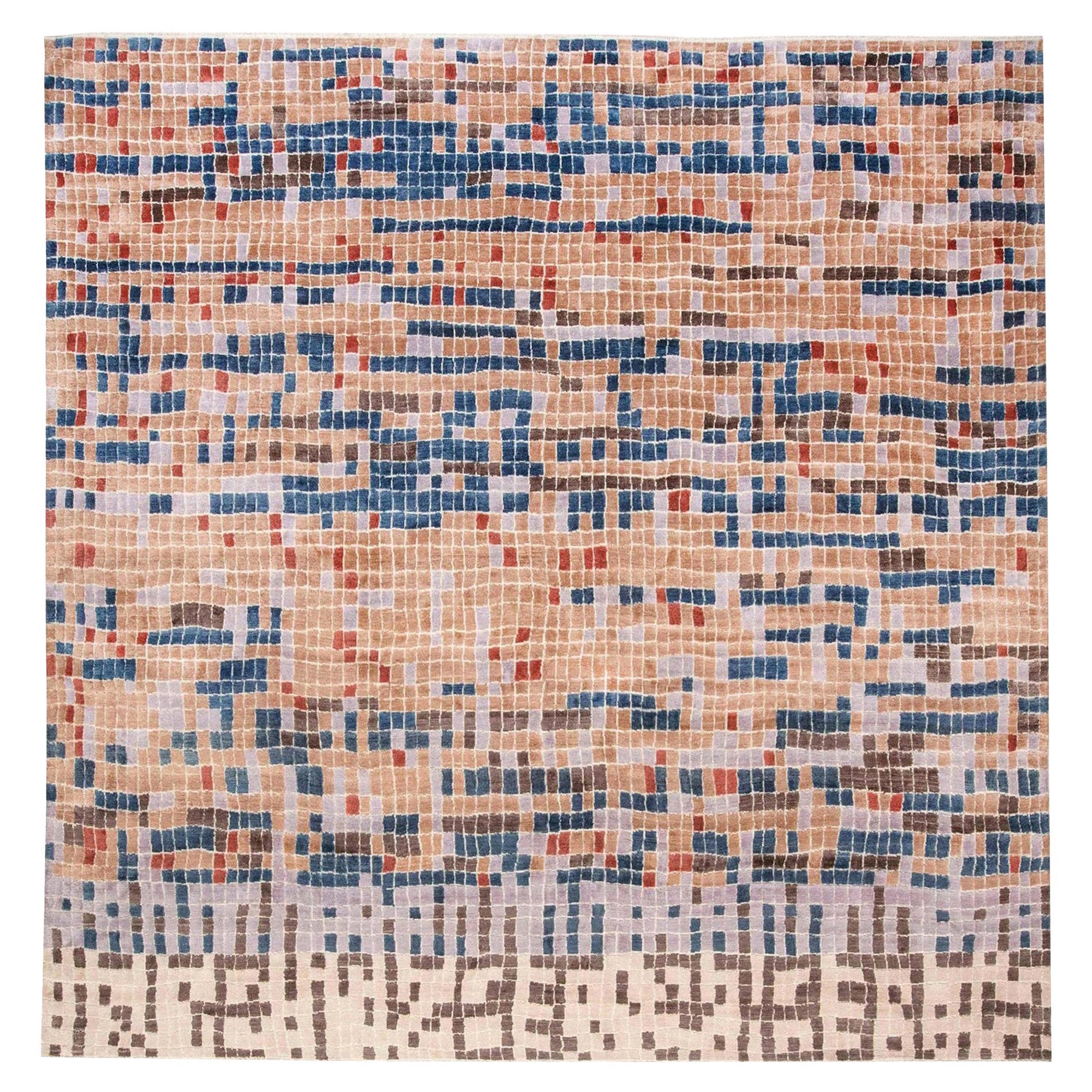Modern Multi-Color POOL Tile Geometric Design Rug by Doris Leslie Blau