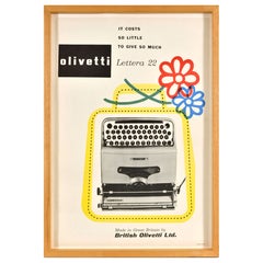 Affiche publicitaire d'origine Olivetti Lettera 22 Flowers