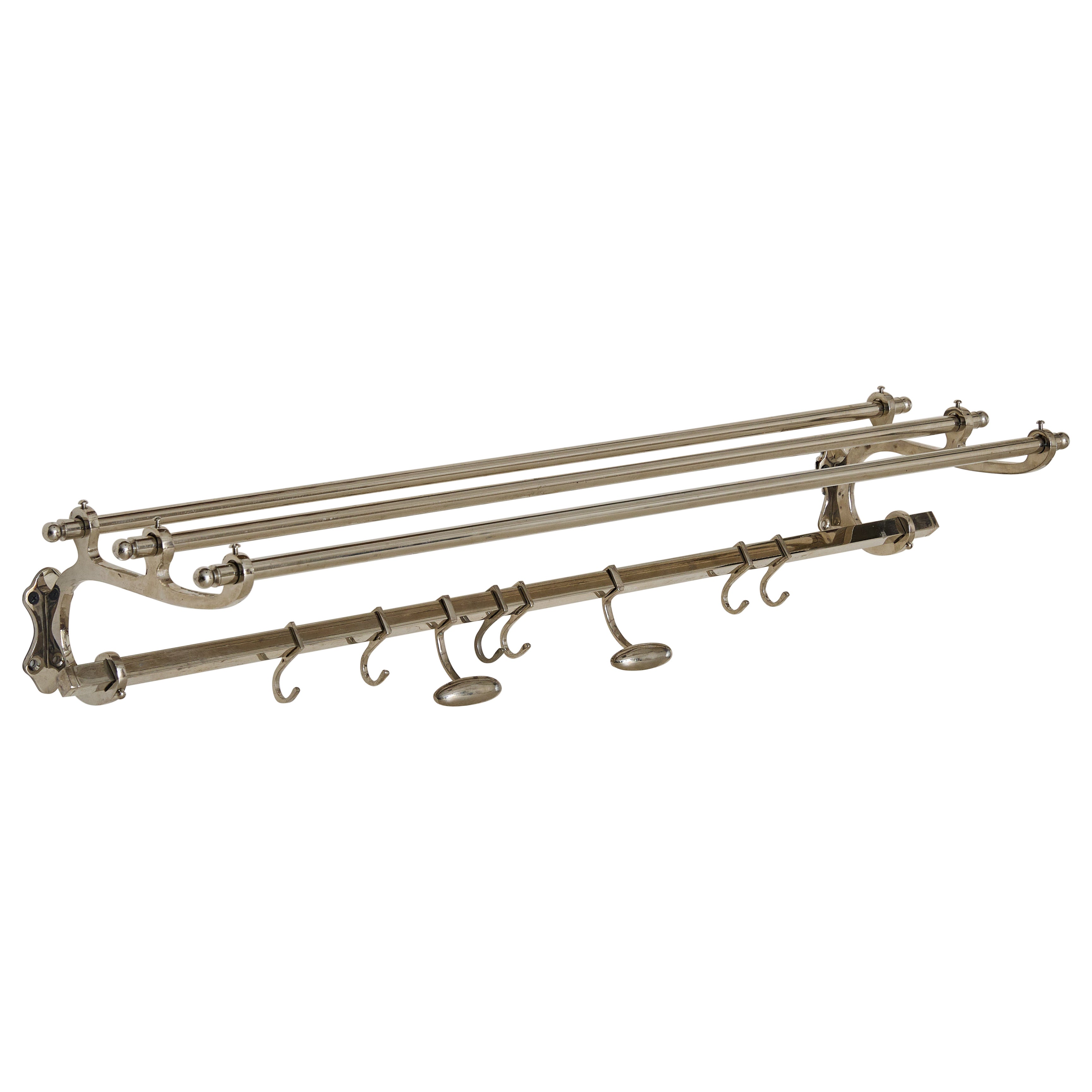 Small French Chrome Wall-Mounted Coat Rack, 1970s