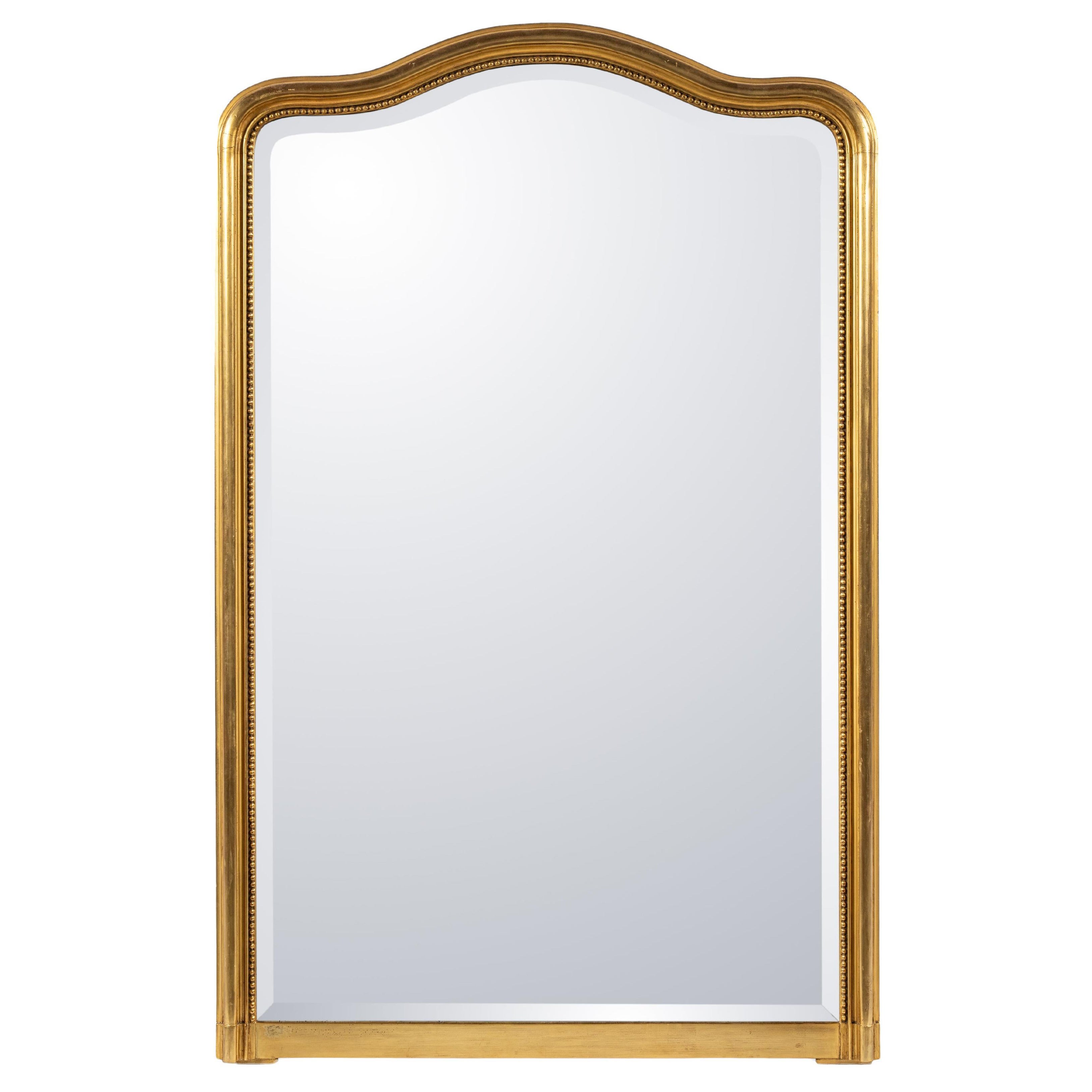Antique19ème siècle  Louis Philippe français  Miroir à trumeau doré à la feuille d'or