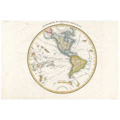 Antique Map of the Western Hemisphere by Lapie, France, circa 1830