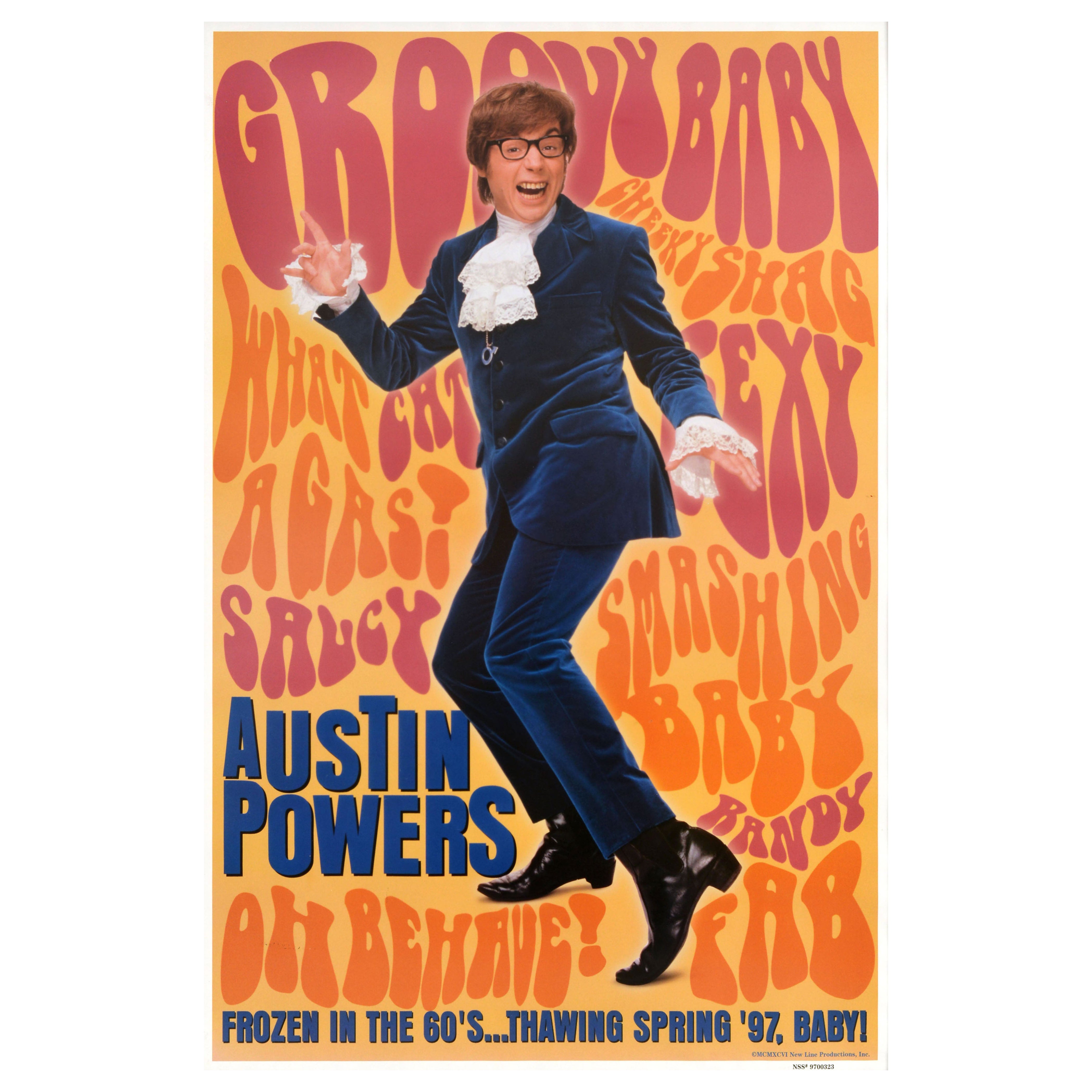 Original Vintage Movie Teaser Poster Austin Powers International Man of Mystery