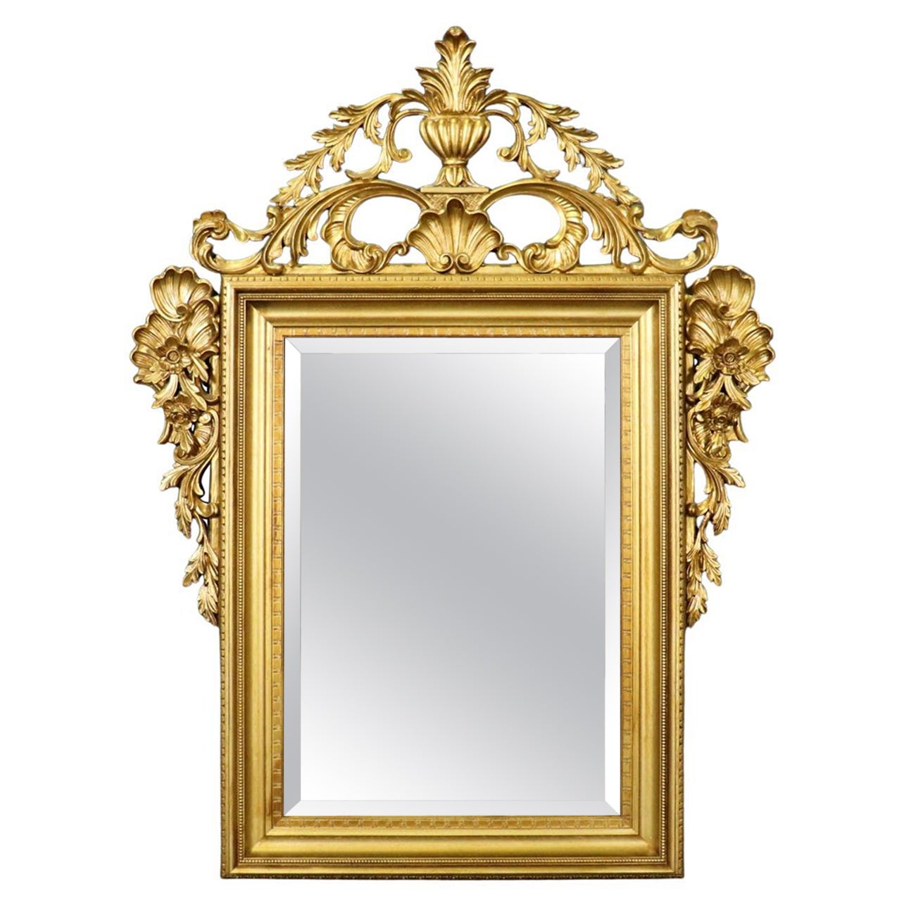 Fantastic Carved Walnut Italian French Louis XV Style Giltwood Mirror