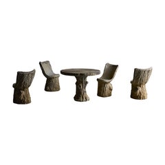 Concrete Tree Trunk Garden Set, France, 20th Century