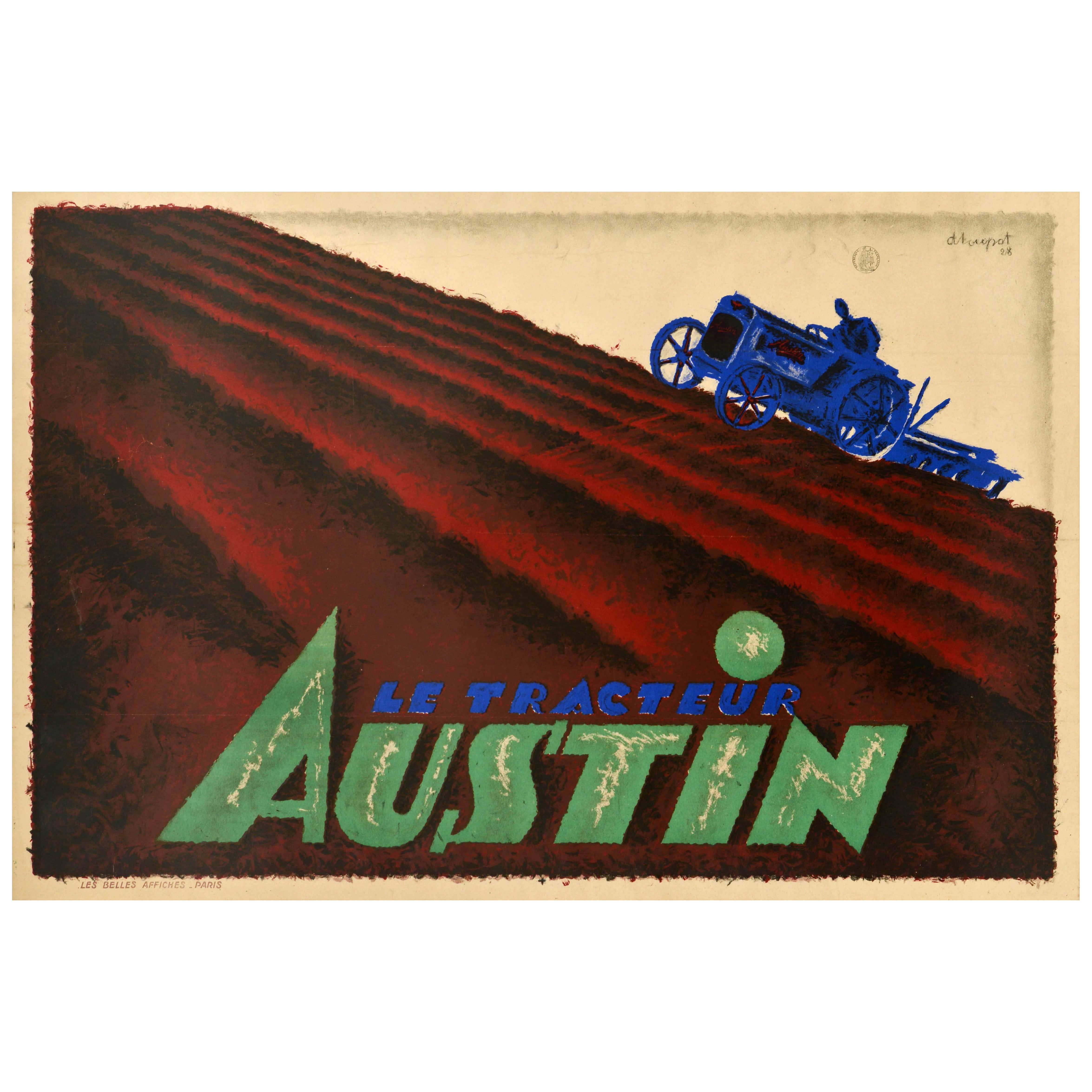 Original Vintage Poster Le Tracteur Austin Tractor Charles Loupot Art Deco