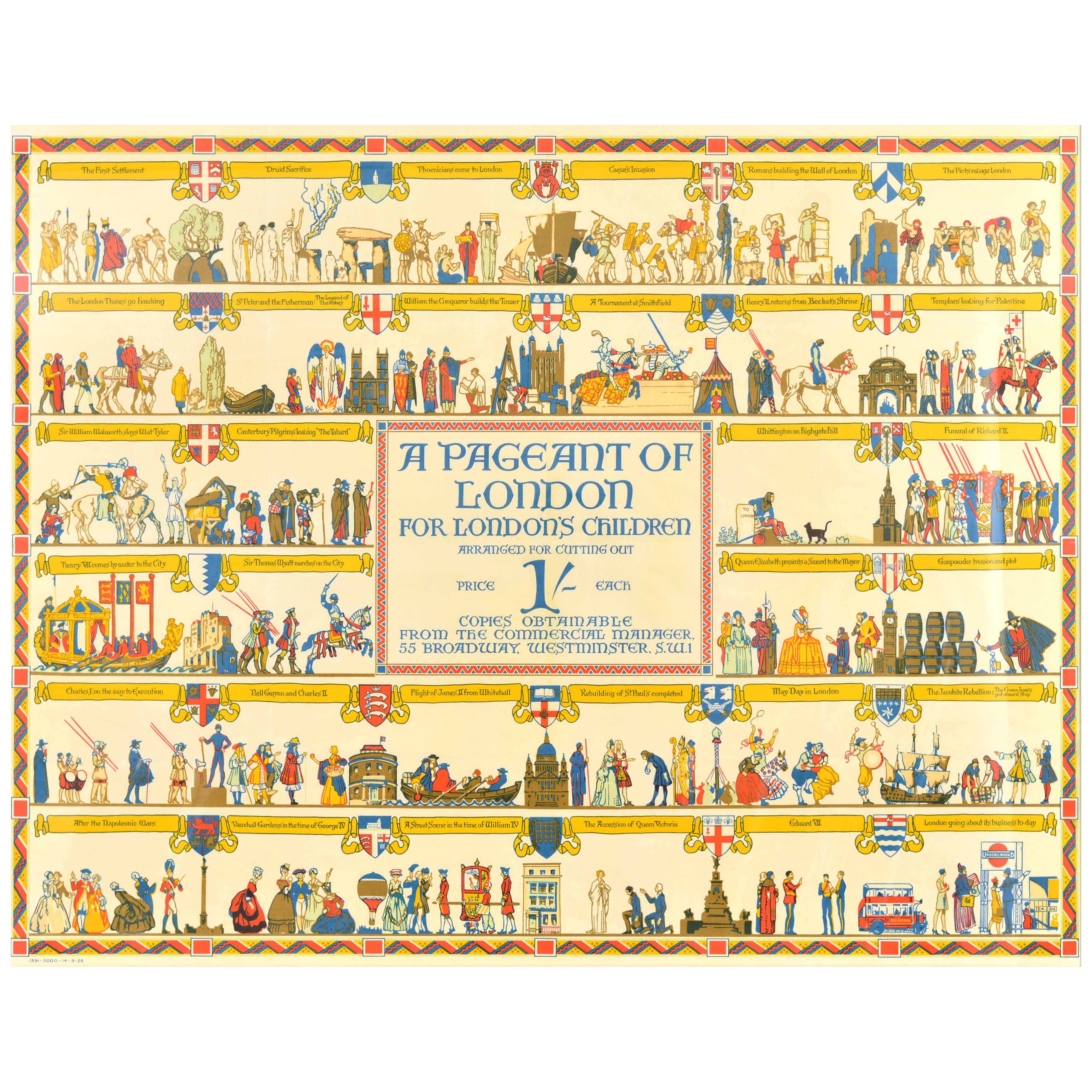 Original Antique Travel Poster Pageant Of London For London's Children EA Cox