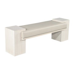 Carrocel Custom Modern Bench in Bleached Oak with Taupe Vinyl