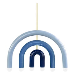 Lampe à suspension TRN F1 en laiton bleu de Pani Jurek