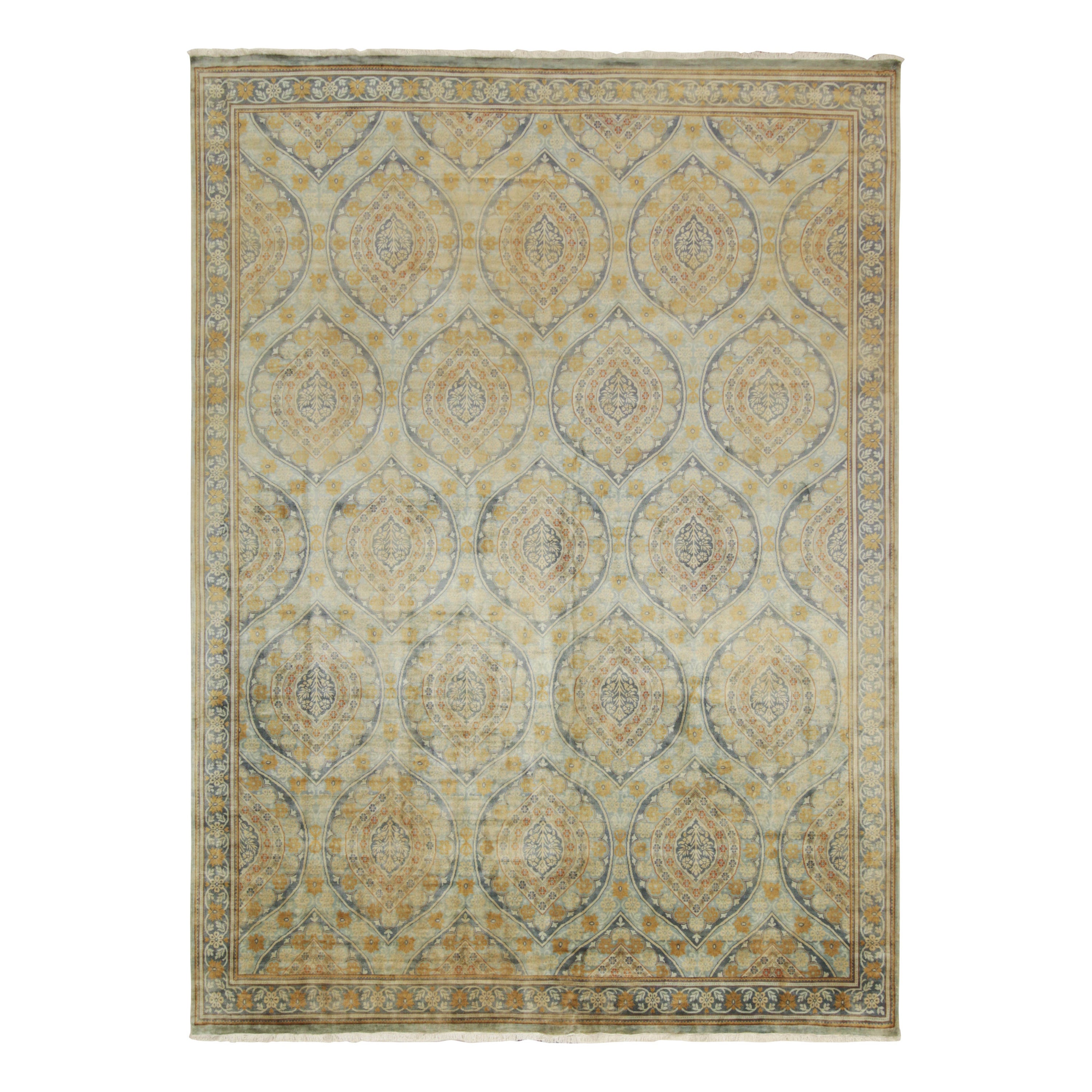 Rug & Kilim’s European Classic style rug with Blue and Gold Floral Pattern