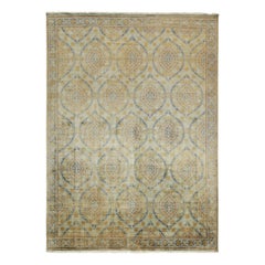 Rug & Kilim’s European Classic style rug with Blue and Gold Floral Pattern