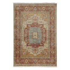 Alfombra de estilo clásico Rug & Kilim de color rojo y dorado con dibujo de medallón azul