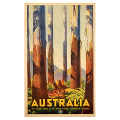 Original Vintage Travel Poster Australia Tallest Trees British Empire Marysville