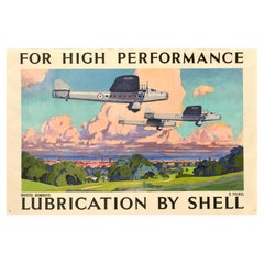 Cartel Publicitario Original Vintage Shell Bristol Bombays RAF Carl Felkel