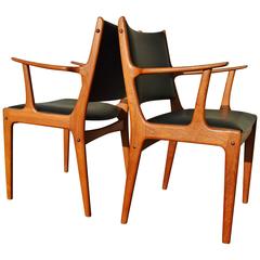 Pair of Johannes Andersen Teak Side / Carver Armchairs, Restored