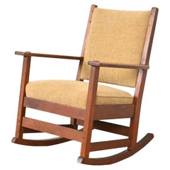 L. & J. G. Stickley Silla mecedora antigua Mission Arts & Crafts de roble, circa 1900