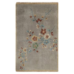 Alfombra china de estilo Art Déco de Rug & Kilim en gris con motivos florales