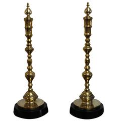 Pair of Custom Moroccan Brass Lamps