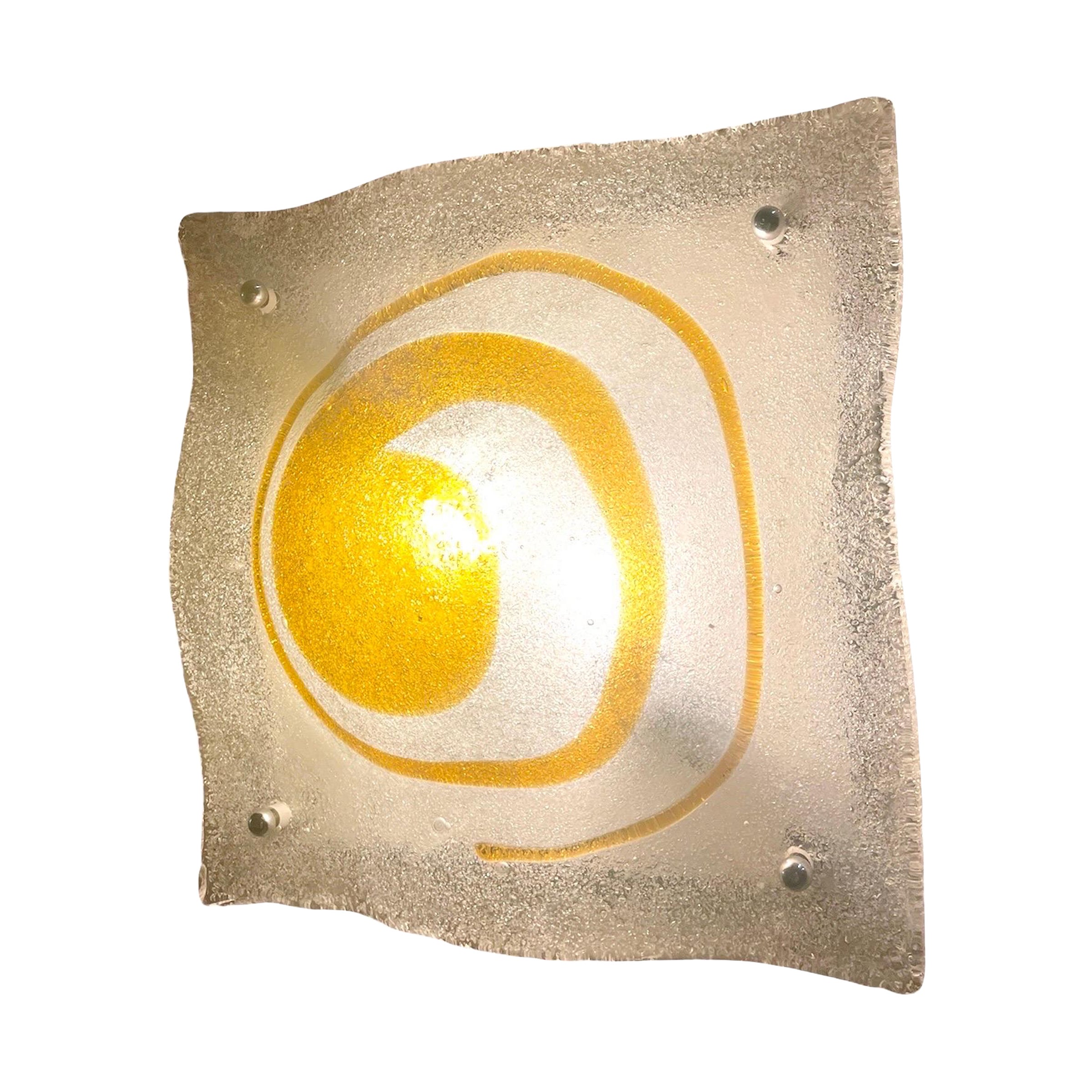 Wandleuchte von Mazzega Eisblumenglas Murano 40/40 cm, Italien, 1970
