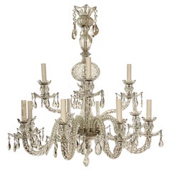 Antigua araña inglesa de 12 luces de cristal tallado, alrededor de 1890.