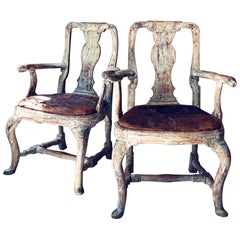 Paire de fauteuils suédois d'époque rococo du 18ème siècle