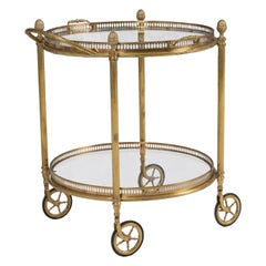Französischer runder Servierwagen aus Messing von Maison Baguès (Mitte des Jahrhunderts)
