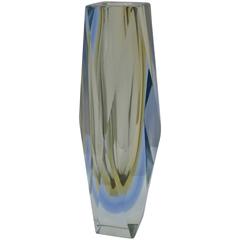 Huge Mandruzzato Sommerso Vase in Rare Lavender and Amber
