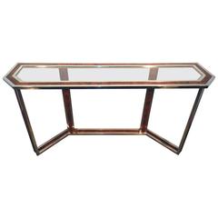 Romeo Rega, Large and Luxurious Metal, Wood and Glass Table Console