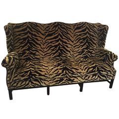 Super Dramatic High Backed Vintage Sofa in Zebra Mohair