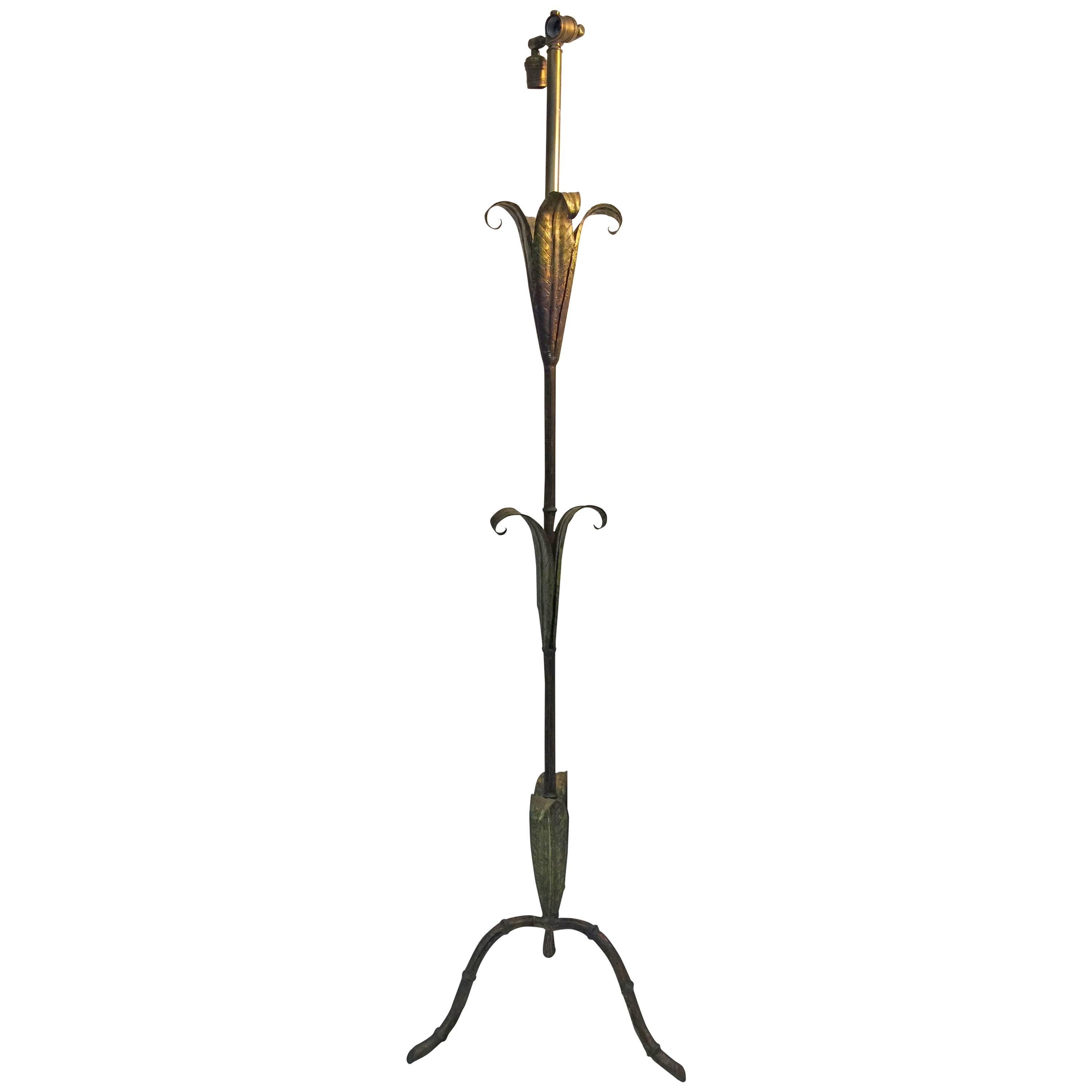 Beautiful Brass Italian Palm Tree Floor Lamp in the Manner of Tommaso Barbi For Sale