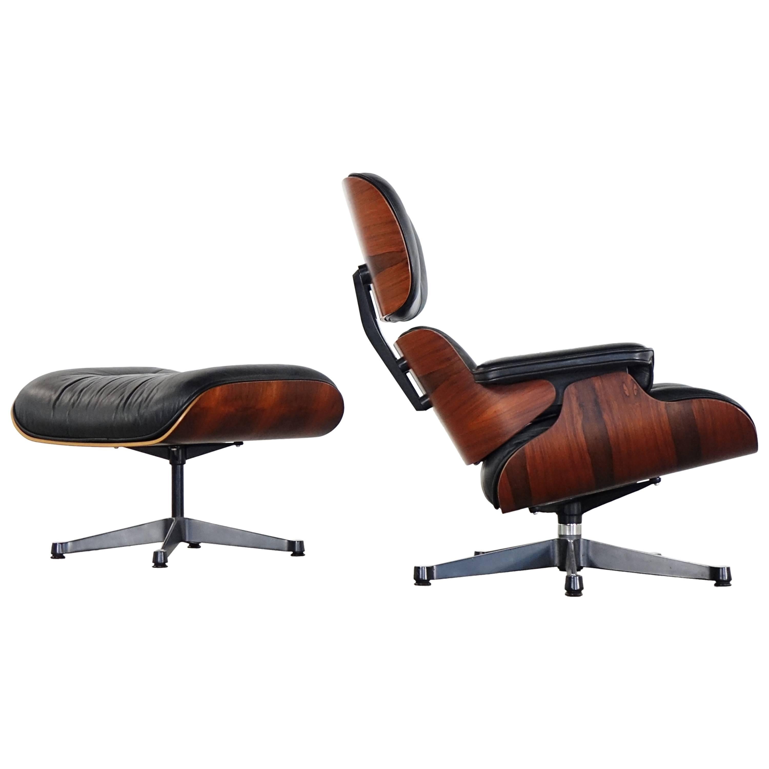 Vitra Charles Eames Lounge Chair and Ottoman in Rio Rosewood Herman Miller