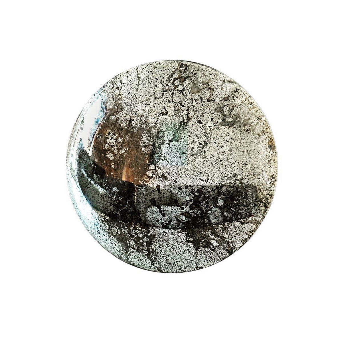 Large Silver Antiqued Convex Mirror