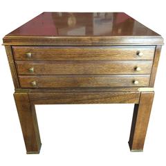 Retro Burled Walnut and Mahogany Lane Side Table