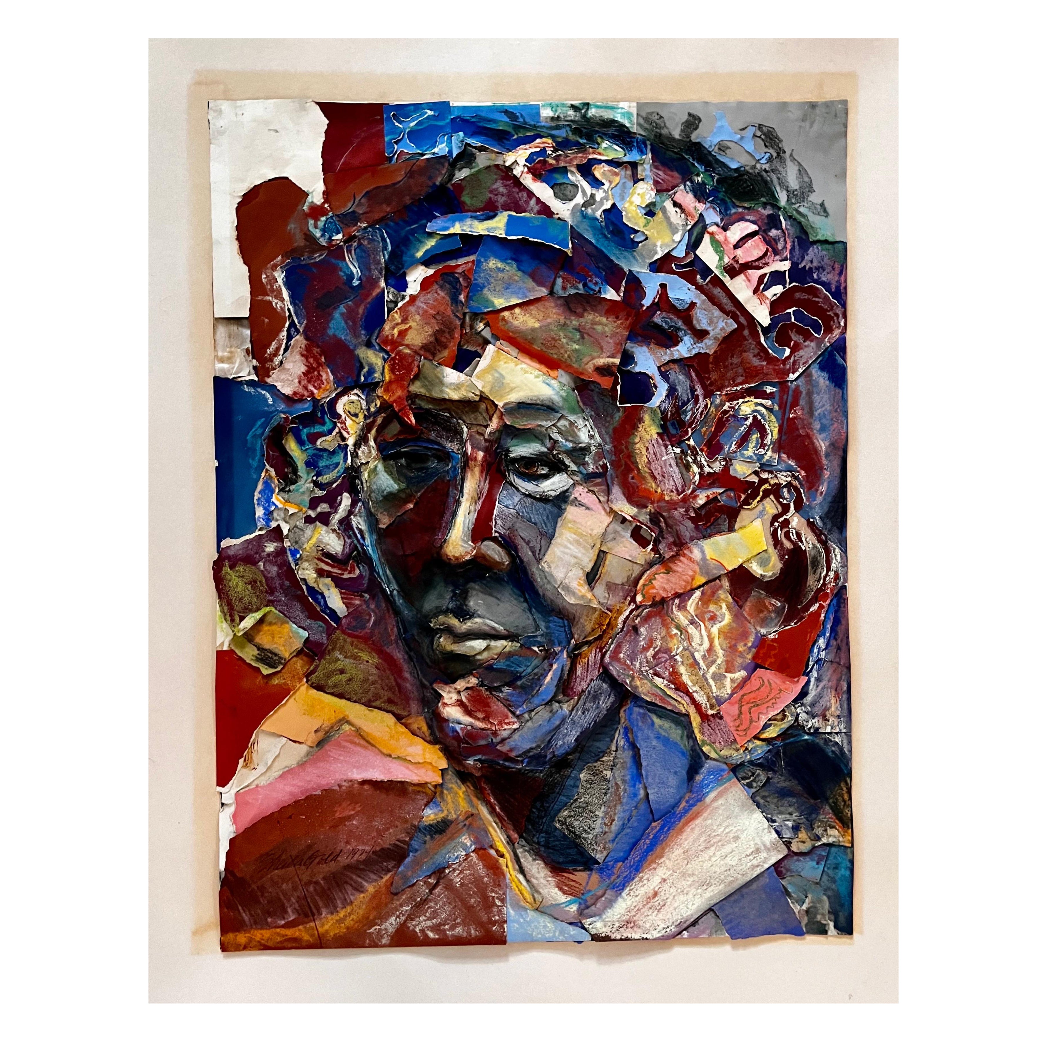 Pastel Collage Portrait of "David" by artist Sheila R. Gold, 1974
