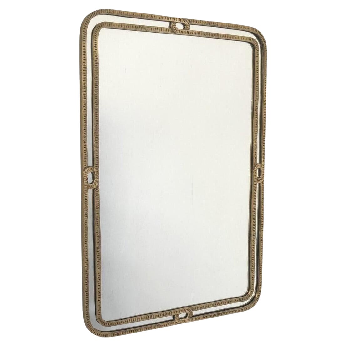 Specchio in bronzo di metà secolo di Angelo Brotto, firmato, anni '50