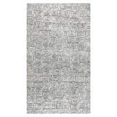 Moderner geometrischer Quagmire-Wollteppich in Schwarz und Weiß von Doris Leslie Blau