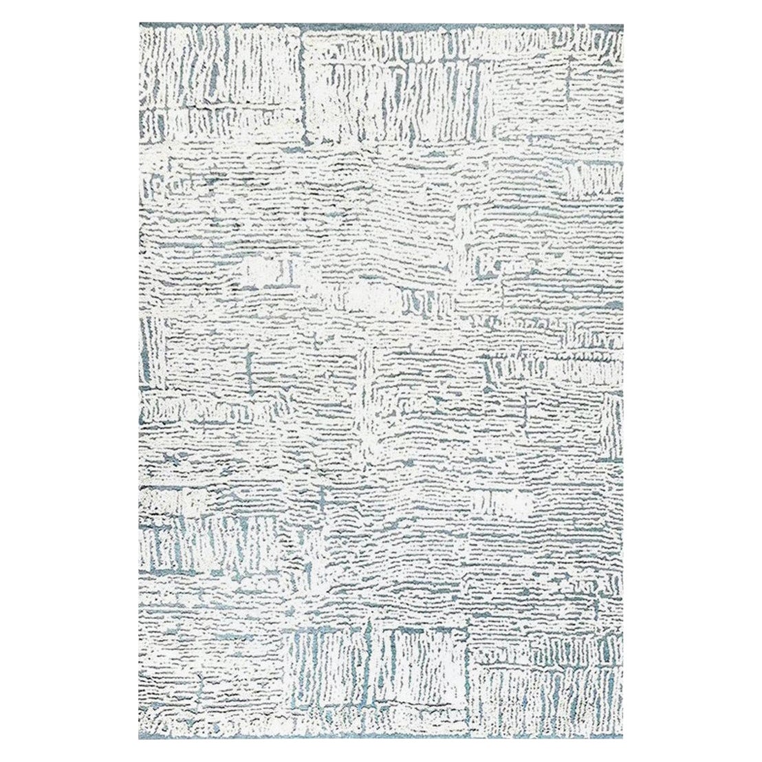 Contemporary Seafoam High-Low Silk and Wool Rug by Doris Leslie Blau