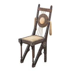 20th Century, Carlo Bugatti Wooden and Copper Chair, 1900
