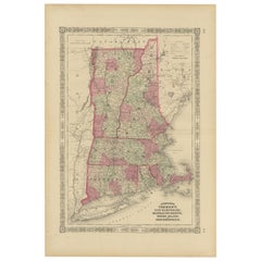 Seltene Karte aus der Zeit des Bürgerkriegs von 1864 aus Vermont, New Hampshire und Südengland