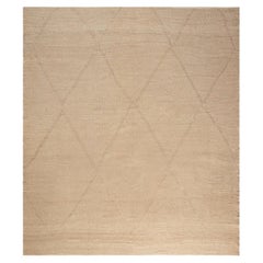 Alfombra contemporánea de lana Deux Diamond beige y marrón hecha a mano por Doris Leslie Blau