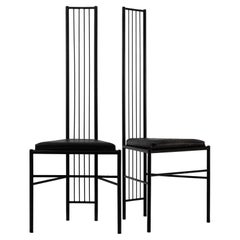 Elegant & minimalist pair of modernist chairs by Leopold Gest France circa 1980