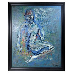 Captivating 1960s Abstract Figurative Oil Painting - Mid Century Modern Art