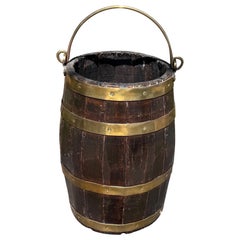 Antique Brass Bound Peat Bucket