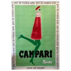 Italienisches Original-Vintage-Poster „Soda Corre Con Tempo“ von Campari in Übergröße, 1968