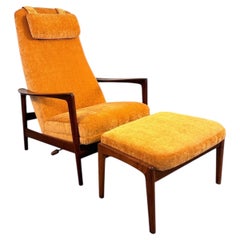 Folke Ohlsson for DUX High-Back Lounge Chair with Ottoman