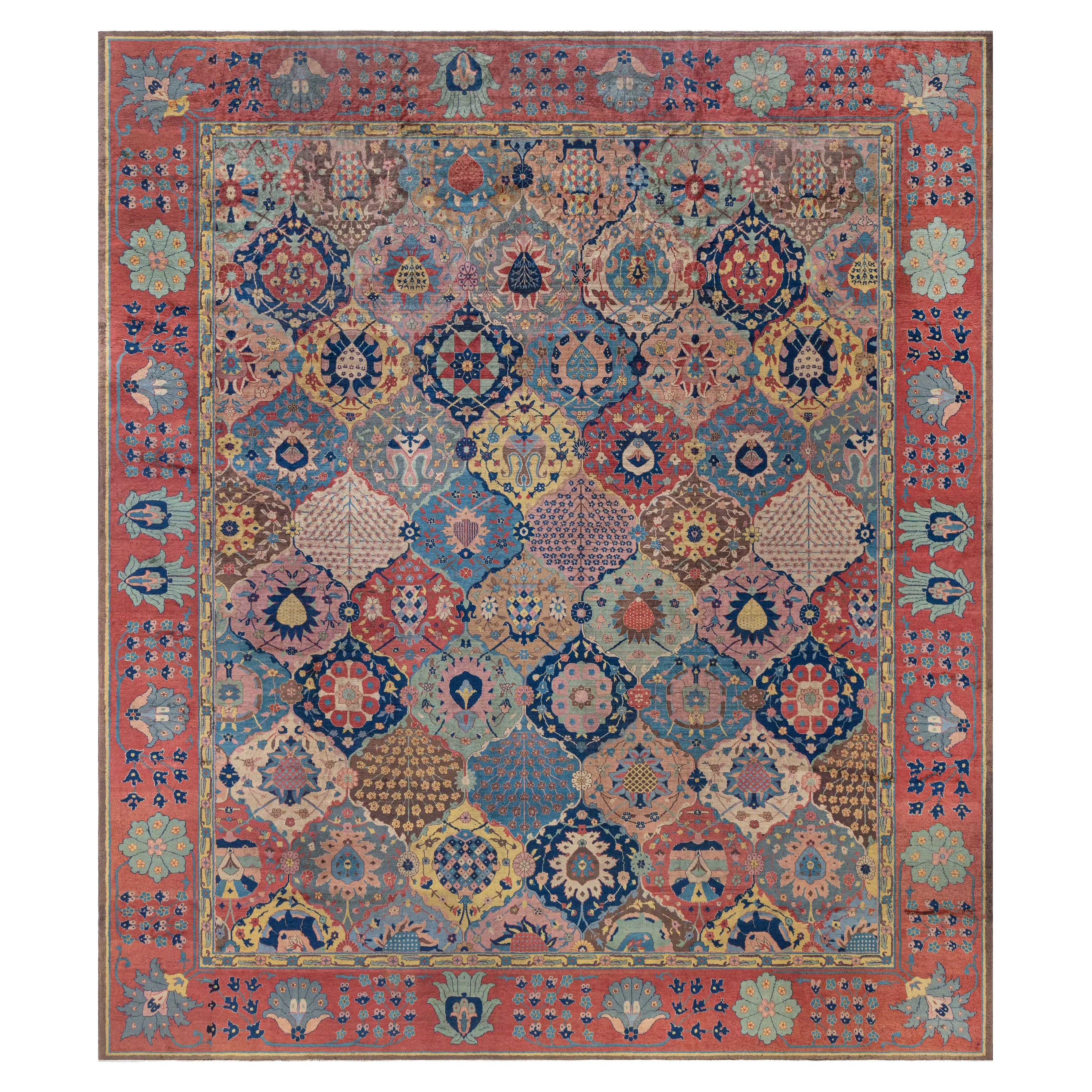 Doris Leslie Blau Antique Botanic Indian Rug 'Size Adjusted'