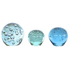 Vintage Glass Ball Paperweights with Controlled Bubble Inclusions