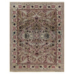Doris Leslie Blau Authentique tapis botanique indien du XIXe siècle d'Amritsar