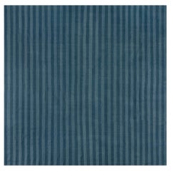 Doris Leslie Blau Midcentury Indian Dhurrie Striped Blue Cotton Rug